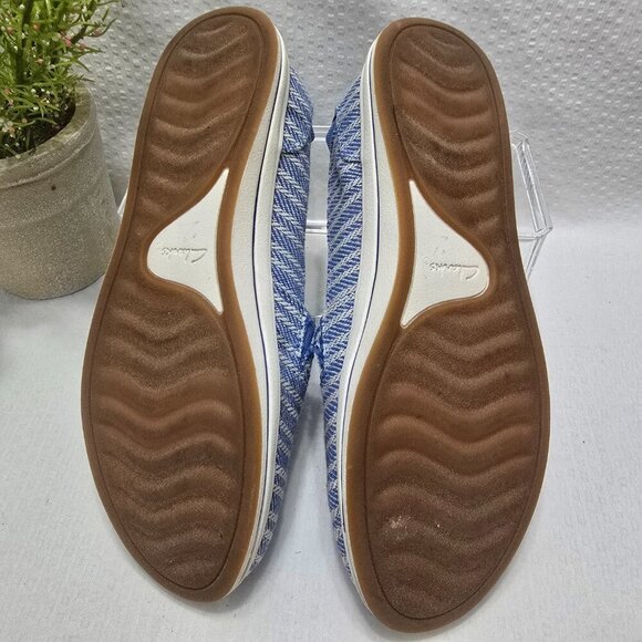 CLOUDSTEPPERS CLARKS BREEZE STEP II DENIM BLUE WHITE STRIPE WOMENS SIZE 6 EUC - Picture 5 of 8